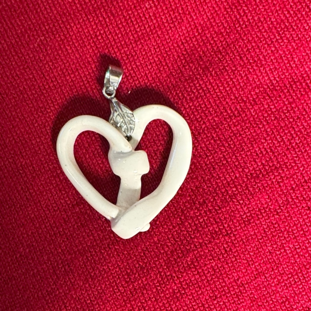 Chic Silver and Cream Heart handmade Brooch